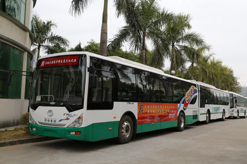 僑興科嶺增程式電動(dòng)客車?？吭趦S興集團(tuán)惠州總部