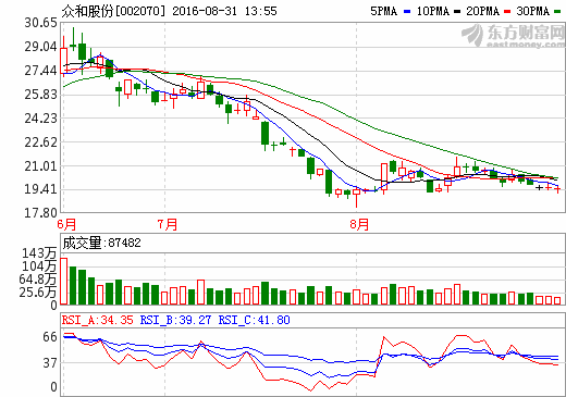 眾和股份：2016中報凈利潤0.31億 同比增長169.68%
