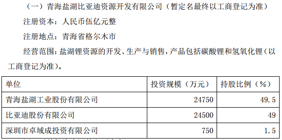 鹽湖股份與比亞迪成立新公司 啟動3萬噸碳酸鋰項目建設