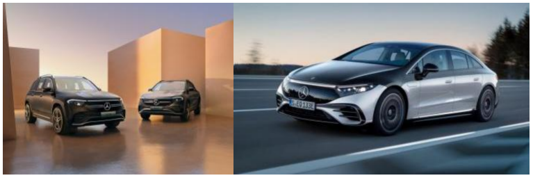 奔馳EQA、EQB純電SUV，奔馳電動旗艦全新EQS（從左到右）