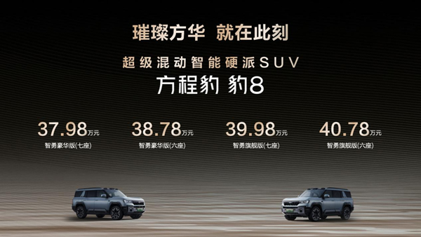 國貨旗艦來了！比亞迪華為聯合發布方程豹 豹8上市，售價37.98萬元起