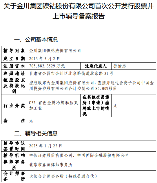 金川集團鎳鈷股份有限公司